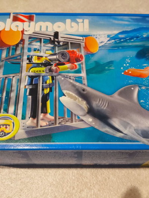 Playmobil 4500 diver with cage and shark sealed