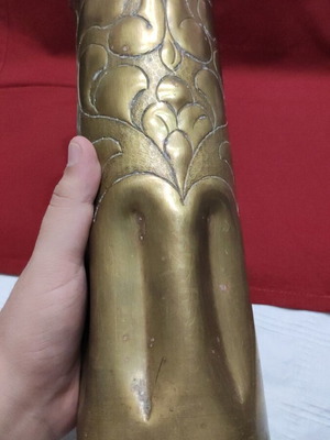 Vintage trench art vase 1945 used, military shell