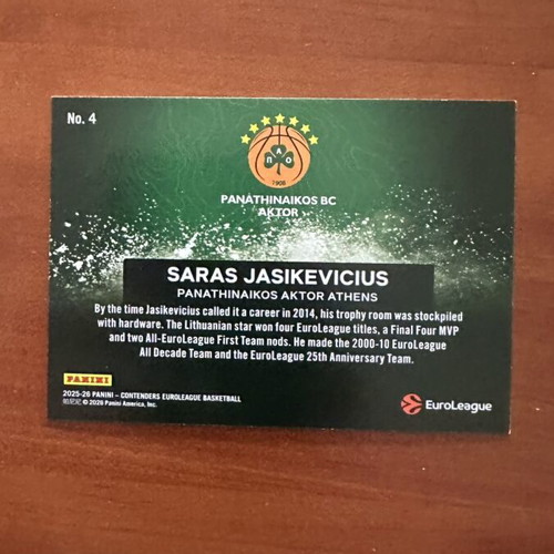 Panini EuroLeague Contenders Saras Jasikevicius sticker