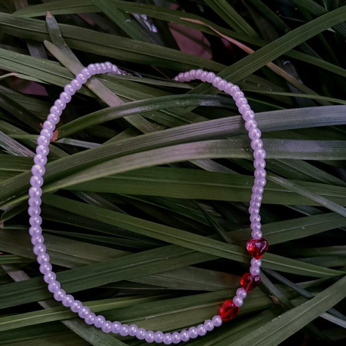Handmade necklace with artificial pearls and stainless steel new