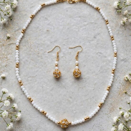 Handmade white and gold elegant jewelry set new