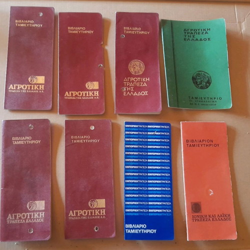 Savings passbooks used, pack of 8, 1990s