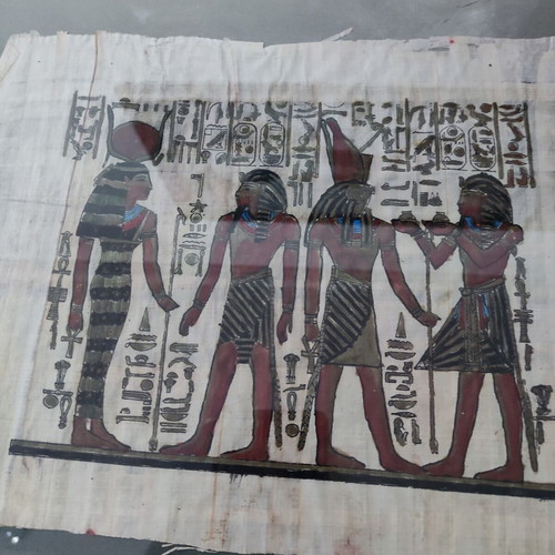Handmade Egyptian papyrus used with wooden frame