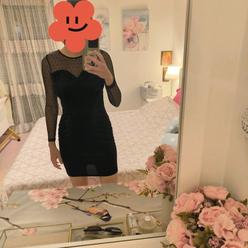 Loavies velvet dress with polka dot transparency like new, black