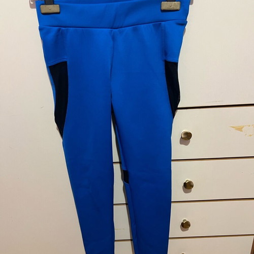 Pink Woman leggings with bustier like new, black and blue
