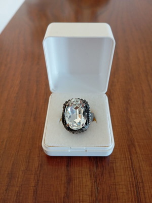 Ring Dimitriadis handmade with white crystal, like new, adjustable size