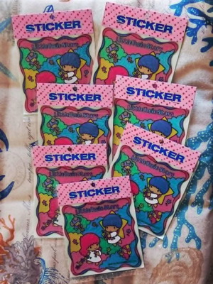 Vintage Sanrio Little Twin Stars Stained Glass stickers NOS 1987 new