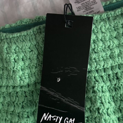 Crochet skirt Nasty Gal new, green with floral details, size L