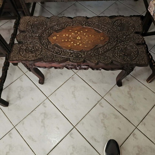 Σετ σαλονιού αντίκα βυζαντινό σκαλιστό, χειροποίητο, σαν καινούργιο, 5 τεμάχια