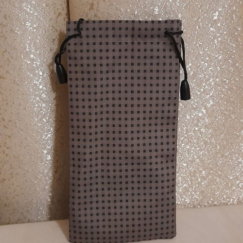 Glasses case new, waterproof fabric, gray with geometric pattern