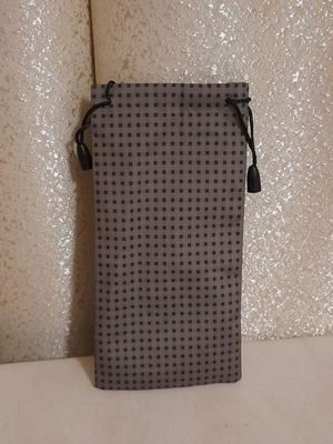 Glasses case new, waterproof fabric, gray with geometric pattern