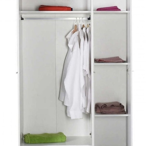 Three-Door Clothing Closet with Drawer White like New, 103x52x198cm
