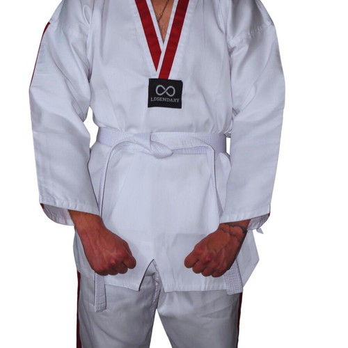 Legendary Taekwondo Dobok Set White with Red Stripe