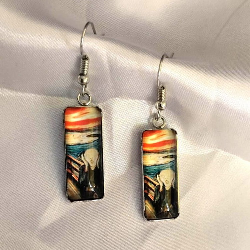 Earrings with The Scream artwork by Edvard Munch new, multicolored