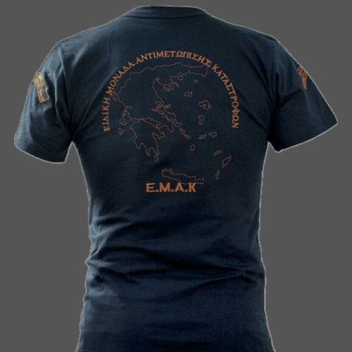 EMAK T-Shirt like new, black with orange details, size L
