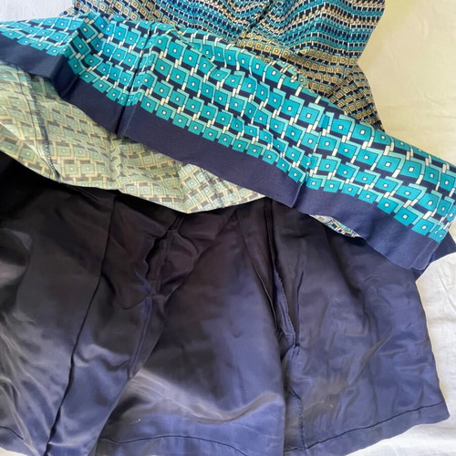 Vintage skirt used, blue, 100% cotton, size XXL