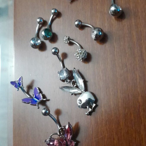 Steel navel earrings new, set of 10 pieces