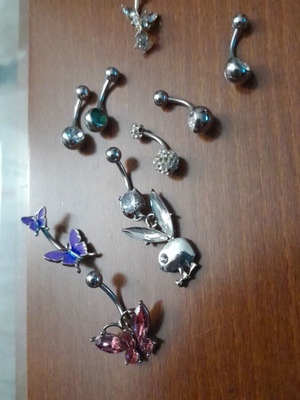 Steel navel earrings new, set of 10 pieces
