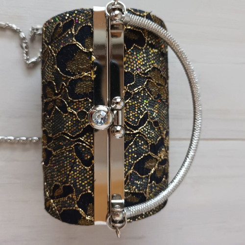 Evening bag like new, black and gold handheld