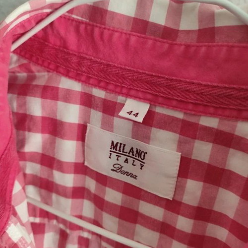 Cotton women's shirt Milano Italy pink and white like new, sizes L/XL