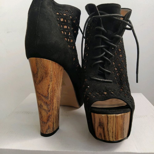 Peep toe black suede perforated boot Vera Blum new, size 40