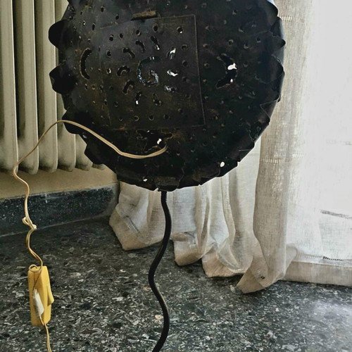 Table iron lamp used, black-brown color