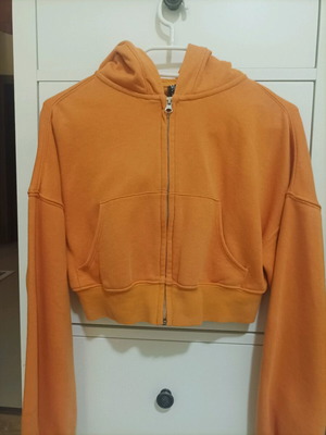 Girls' cropped sweatshirt jacket like new, orange