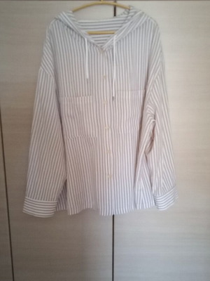Shein women's shirt with hood beige striped XXL new
