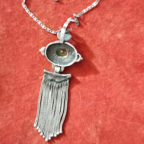 Silver necklace 925 vintage used, Gianniotiko pendant 6cm, chain 44cm