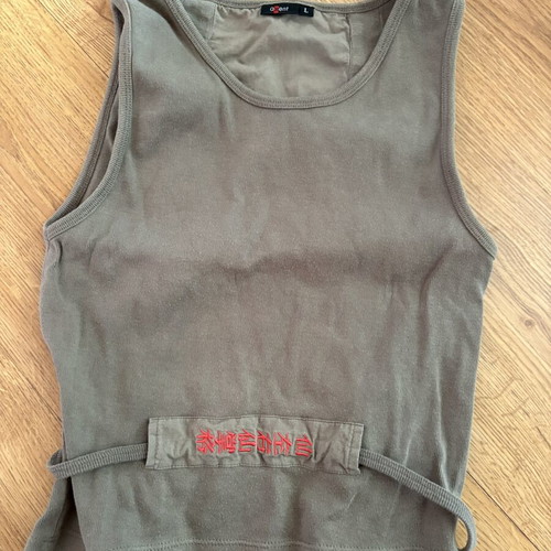 Crop top greenish grey with ties, size S