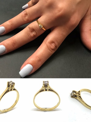 Δαχτυλίδι μονόπετρο vintage με μπριγιάν καινούργιο, χρυσός k18 2.1gr