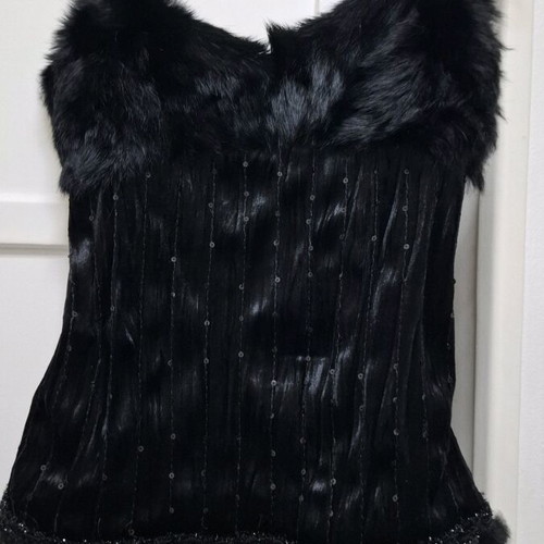 Top with natural fur and black sequins, size M like new