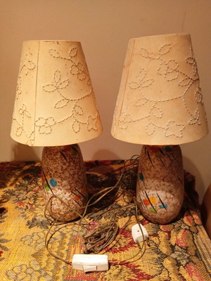 Retro 1970 table lamp set used, 38 cm height, West Germany