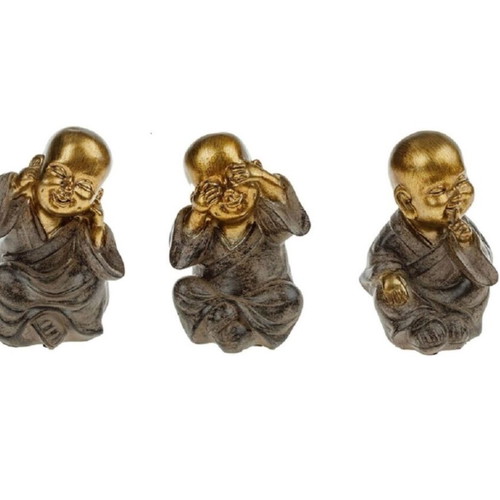 Ceramic monk figurines, set of 3, 6cm