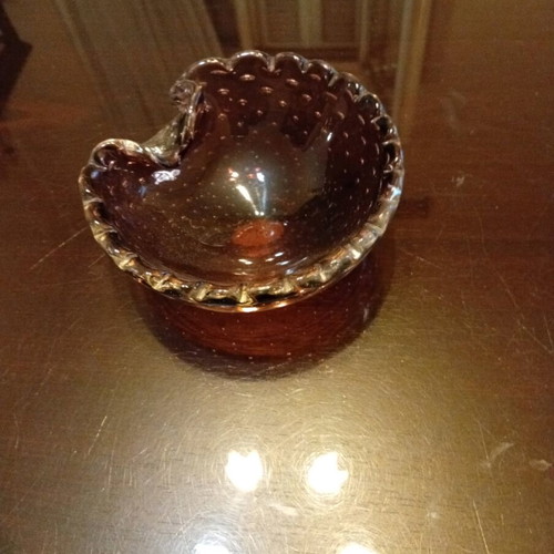 Murano ashtrays like new, set of 2, dark purple bubbles