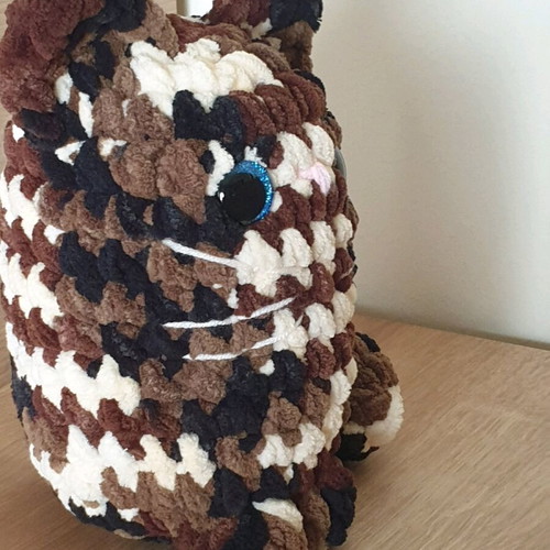 Amigurumi Cat Doll Brown Black Knitted Handmade New