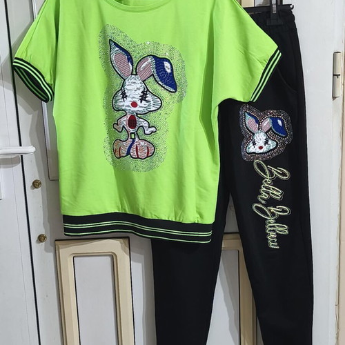 Tracksuit set with rhinestones like new, sizes S-M-L, neon green and black