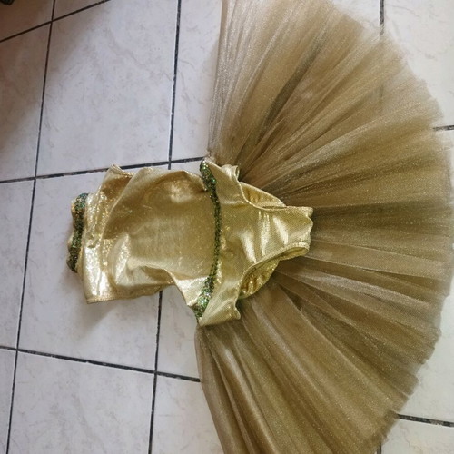 Gold rhythmic gymnastics leotard like new with skirt and sleeves