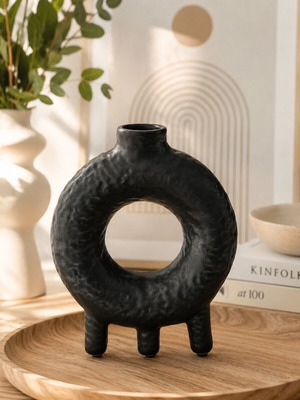 Decorative ceramic vase new in black color