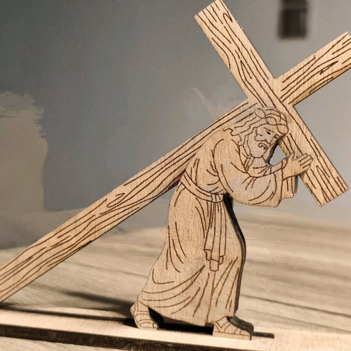 Handmade wooden decorative figure Christ Carrying the Cross new
