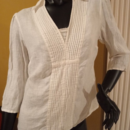 Marks & Spencer Per Una linen blouse size UK 12 like new, white