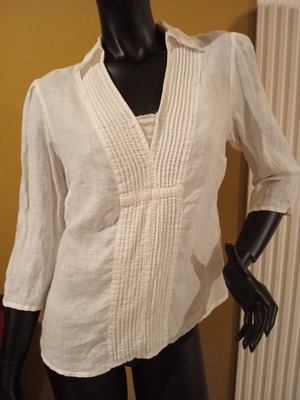 Marks & Spencer Per Una linen blouse size UK 12 like new, white