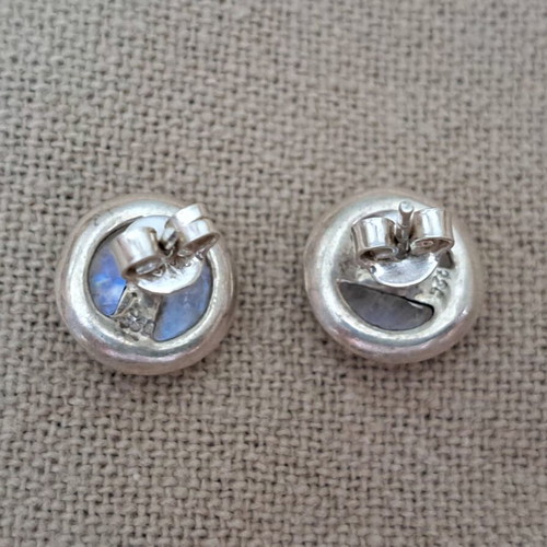Silver earrings 925 with rainbow moonstone like new