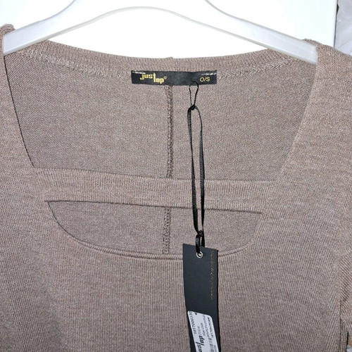 Midi dress long-sleeve new, beige brown