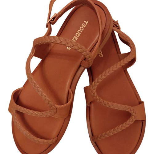Tsouderos leather sandals new, brown, size 38