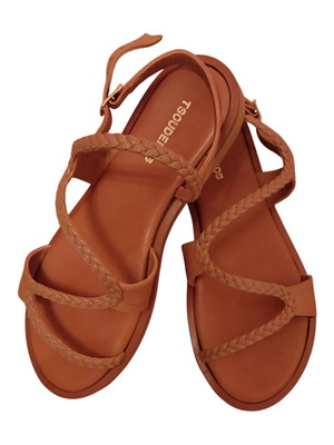 Tsouderos leather sandals new, brown, size 38