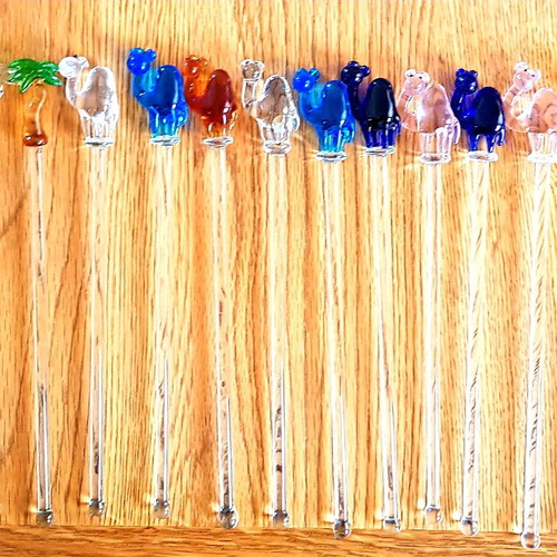 Glass drink stirrers collectible, pack of 12, new