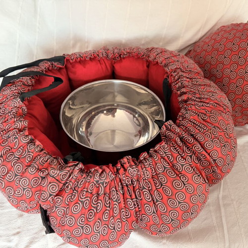 African Batik Red Wonderbag slow cooker used
