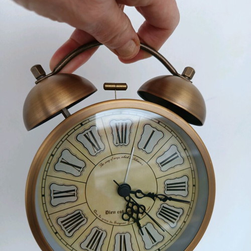 Retro bronze table alarm clock new with two bells