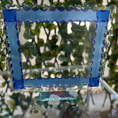 Glass frame with blue Amvolis details like new